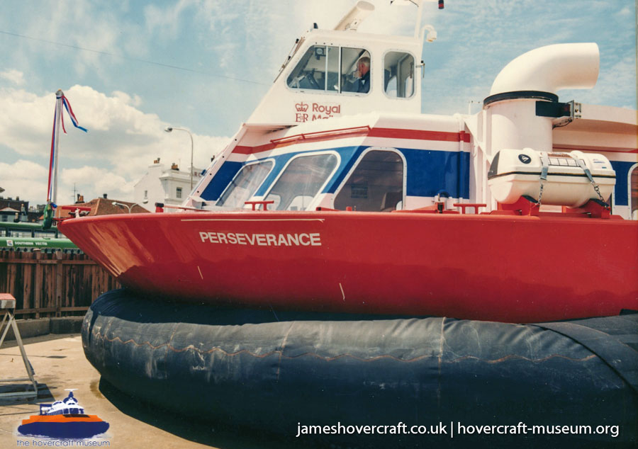 AP1-88 hovercraft with Hovertravel -  (credit: The <a href='http://www.hovercraft-museum.org/' target='_blank'>Hovercraft Museum Trust</a>).